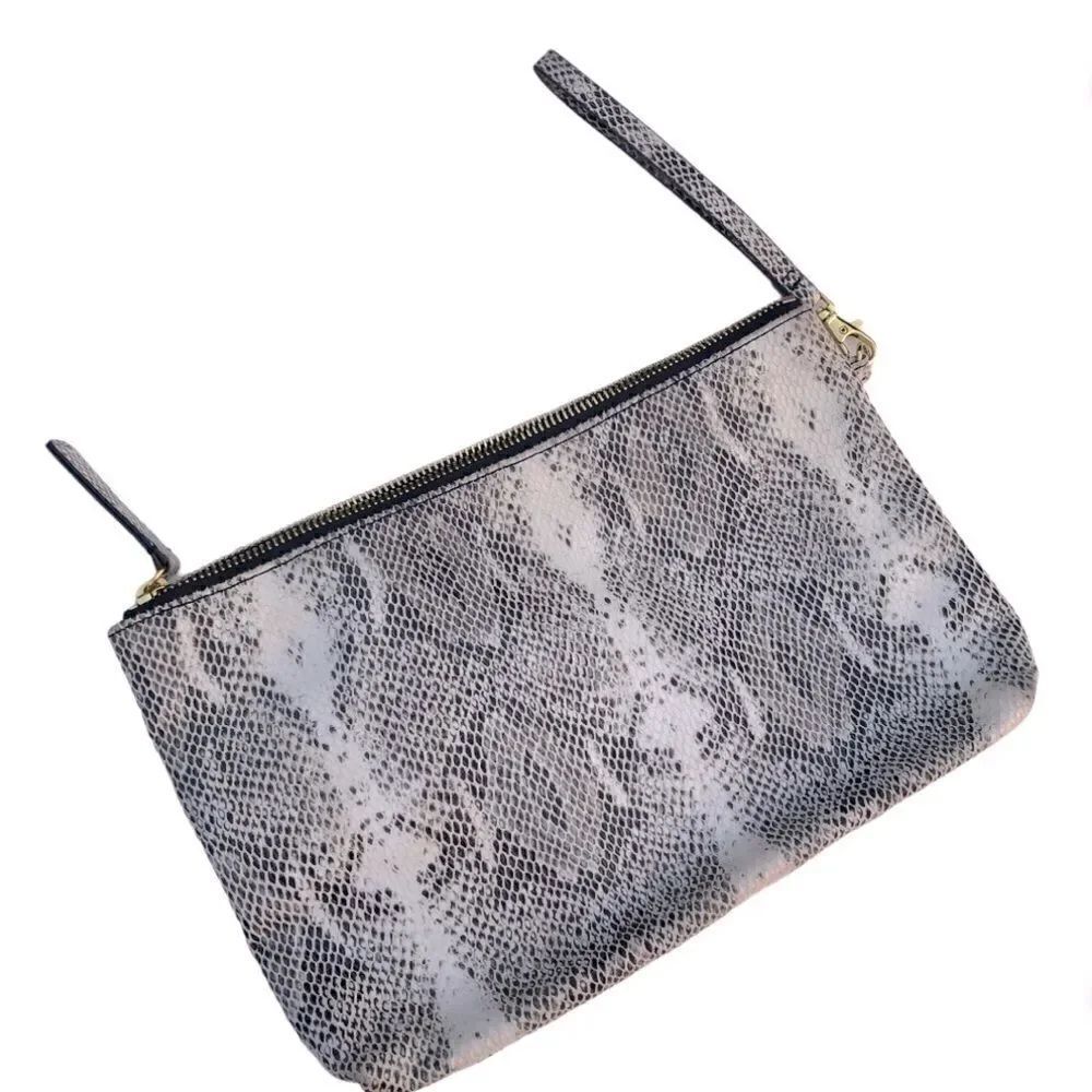 FAUX SNAKESKIN wristlet PURSE clutch 7x11.5